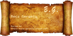 Becz Gergely névjegykártya